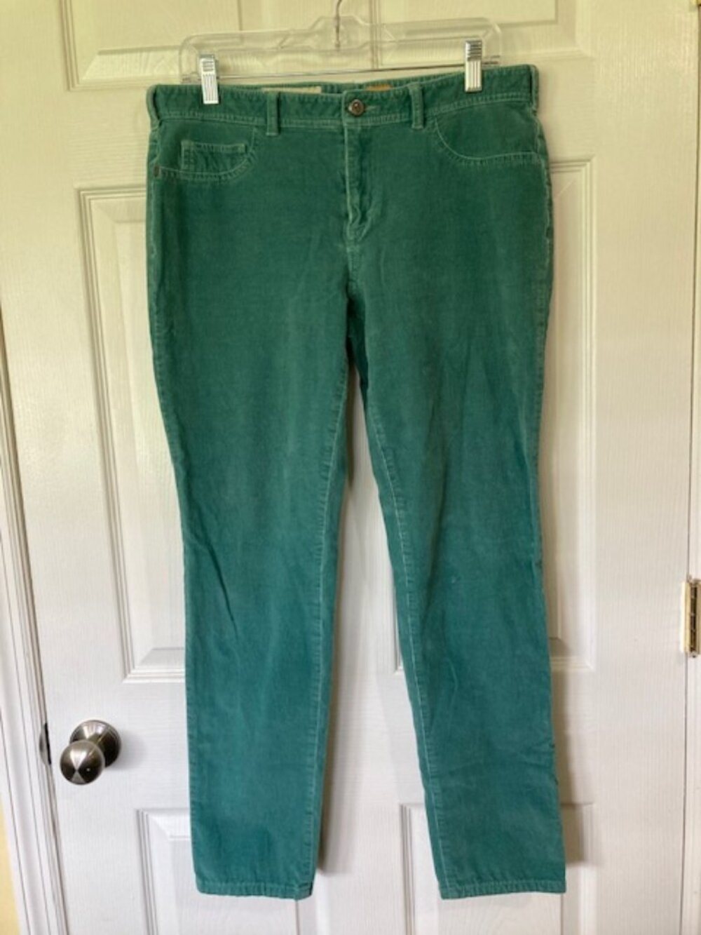 Anthro Pilcro & The Letterpress Serif Teal Corduroy Skinny Pants Stretch Sz. 32
